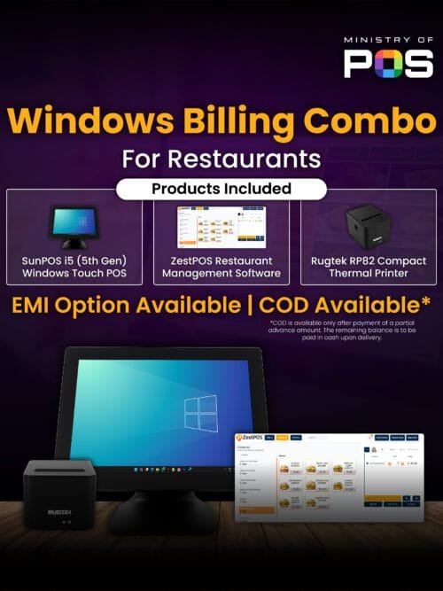 ZestPOS Windows Combo For Restaurants | ZestPOS Restaurant Management Software | Windows Touch POS | Thermal Printer