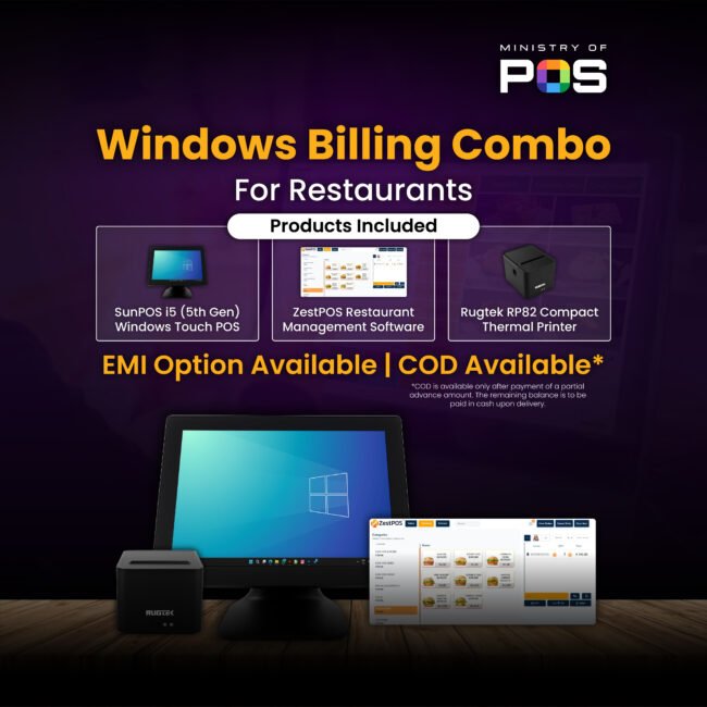 ZestPOS Windows Combo For Restaurants | ZestPOS Restaurant Management Software | Windows Touch POS | Thermal Printer